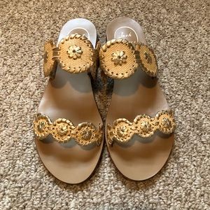 NEW! Jack Rogers Gold Lauren Raffia Sandal 6.5